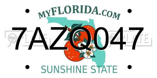 7AZQ047 Florida License Plate