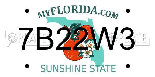 7B22W3 Florida License Plate