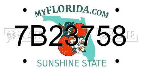 7B23758 Florida License Plate