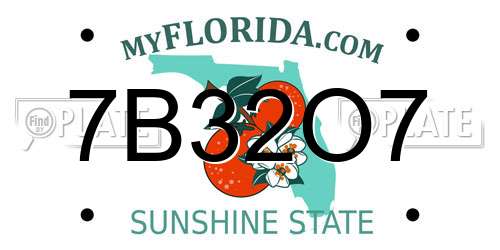 7B32O7 Florida License Plate