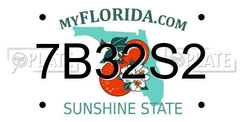 7B32S2 Florida License Plate