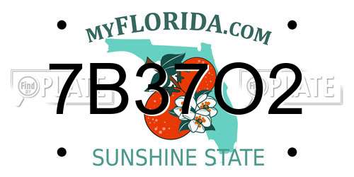 7B37O2 Florida License Plate