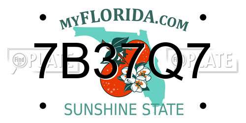7B37Q7 Florida License Plate