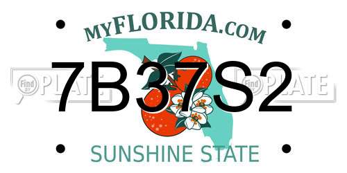 7B37S2 Florida License Plate