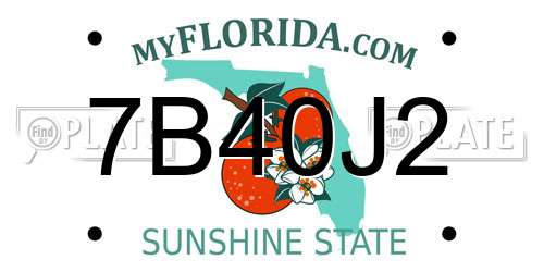 7B40J2 Florida License Plate