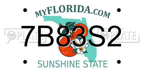 7B83S2 Florida License Plate