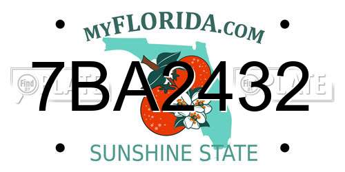 7BA2432 Florida License Plate