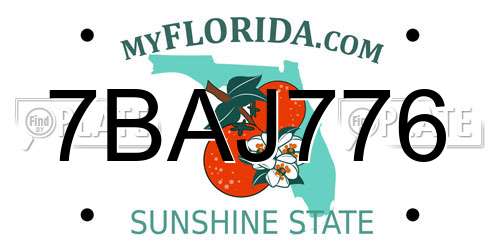 7BAJ776 Florida License Plate