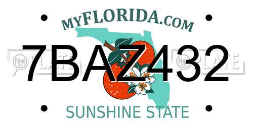 7BAZ432 Florida License Plate