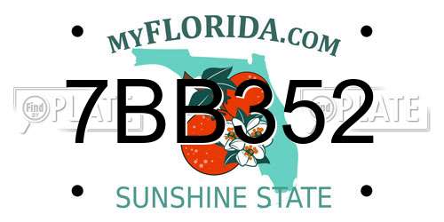 7BB352 Florida License Plate