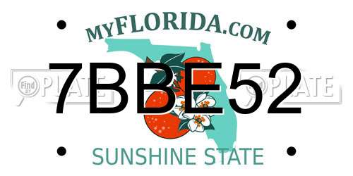 7BBE52 Florida License Plate