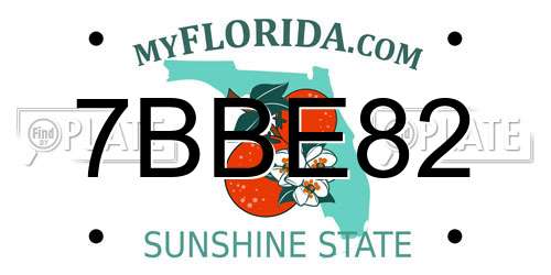 7BBE82 Florida License Plate