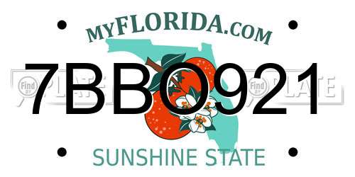 7BBO921 Florida License Plate