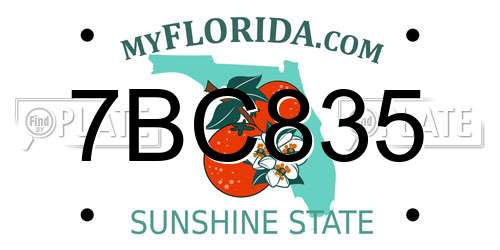 7BC835 Florida License Plate