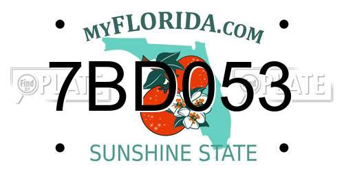 7BD053 Florida License Plate