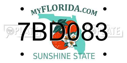 7BD083 Florida License Plate