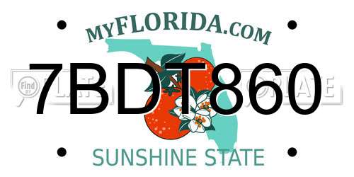 7BDT860 Florida License Plate
