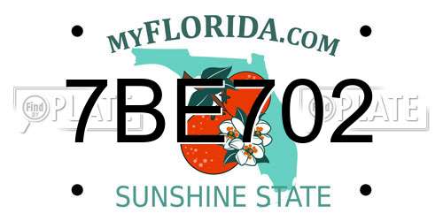 7BE702 Florida License Plate