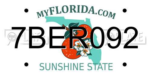 7BER092 Florida License Plate