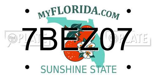 7BEZ07 Florida License Plate