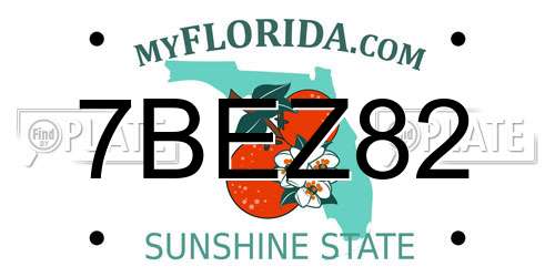 7BEZ82 Florida License Plate