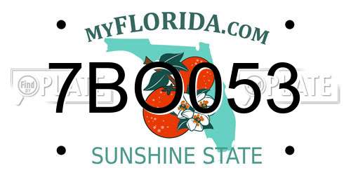 7BO053 Florida License Plate