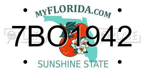 7BO1942 Florida License Plate