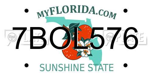 7BOL576 Florida License Plate
