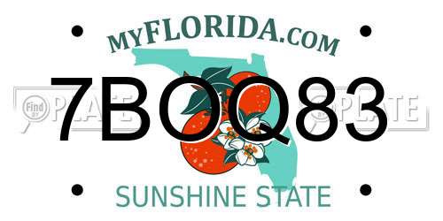 7BOQ83 Florida License Plate