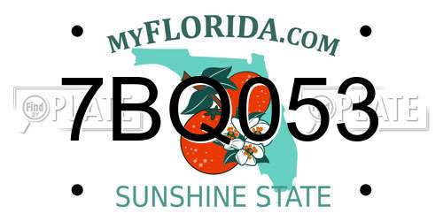 7BQ053 Florida License Plate