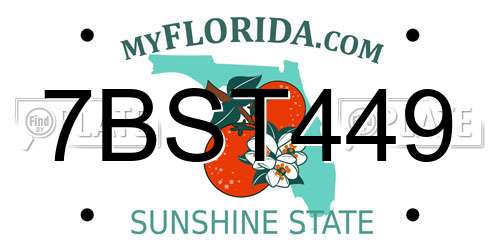 7BST449 Florida License Plate
