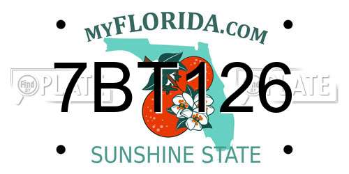 7BT126 Florida License Plate