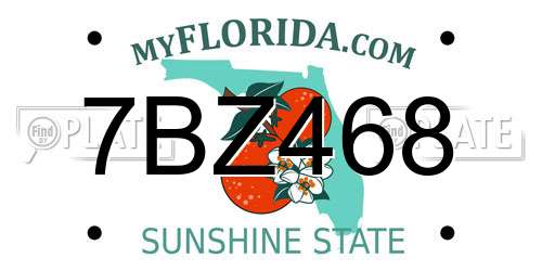7BZ468 Florida License Plate