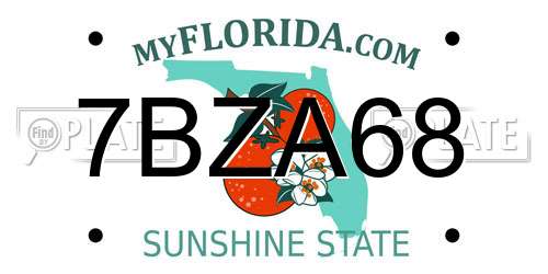 7BZA68 Florida License Plate