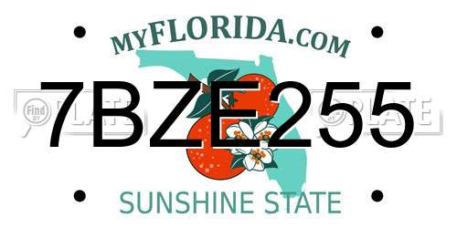7BZE255 Florida License Plate