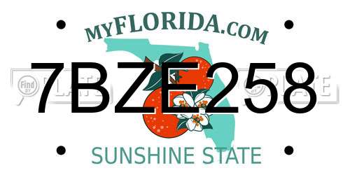 7BZE258 Florida License Plate
