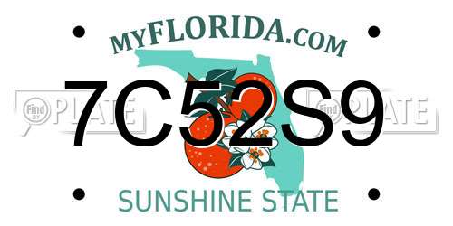 7C52S9 Florida License Plate