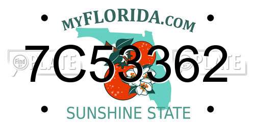 7C53362 Florida License Plate