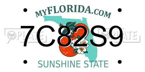 7C82S9 Florida License Plate