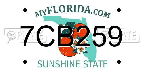 7CB259 Florida License Plate