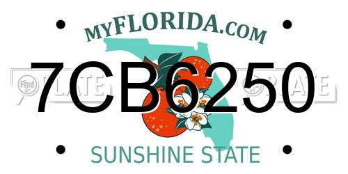 7CB6250 Florida License Plate