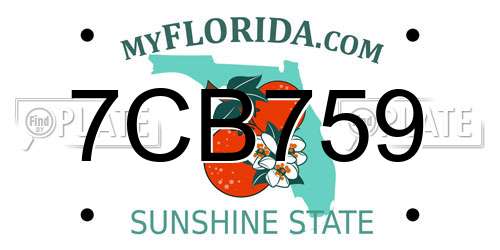 7CB759 Florida License Plate