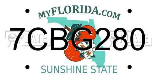 7CBG280 Florida License Plate