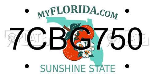 7CBG750 Florida License Plate
