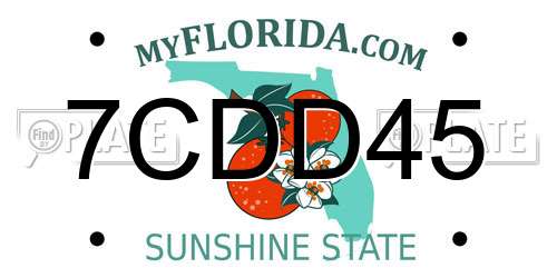 7CDD45 Florida License Plate