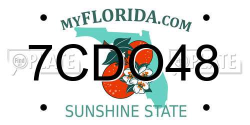 7CDO48 Florida License Plate
