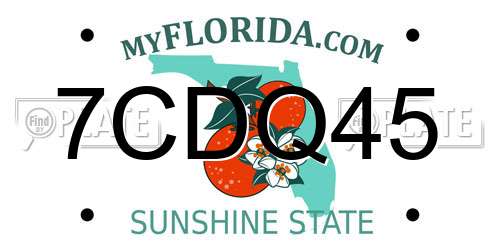 7CDQ45 Florida License Plate