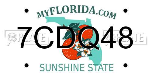 7CDQ48 Florida License Plate