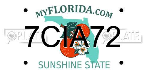 7CIA72 Florida License Plate