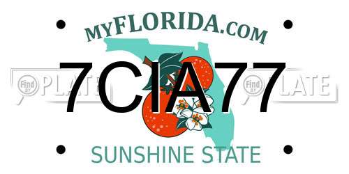7CIA77 Florida License Plate